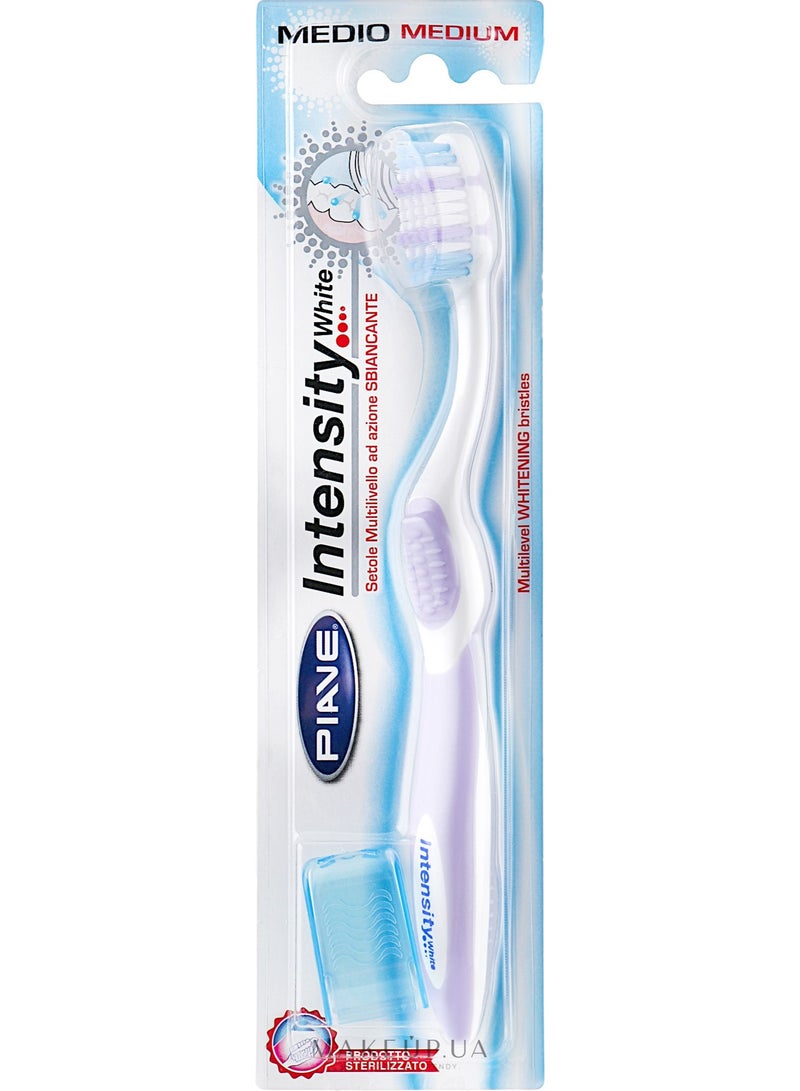 Piave Intensity White Medium Toothbrush, Whitening Bristles, Gentle Gum Care, Ergonomic Handle, Deep Cleaning for Daily Oral Care - Image 2