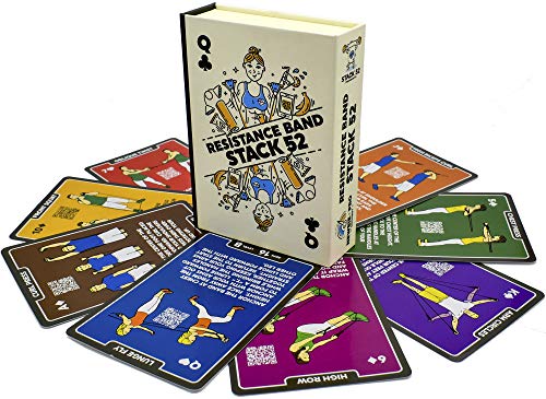 Stack 52 Resistance Band Exercise Cards Exercise Band Workout Playing Card Game Video Instructions Included Home Fitness Training Program for Elastic Rubber Stretch Band Sets Updated Deck - Image 1