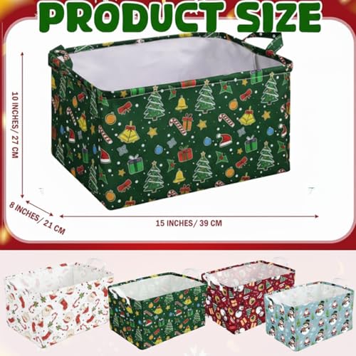 Breling 4 Pcs Christmas Storage Basket Snowman Santa Claus Candy Cane Snowman Basket with Handles Large Collapsible Storage Bins Boxes for Xmas Gift Laundry Shelves Home Office 15 x 10 x 8 Inch - Image 3
