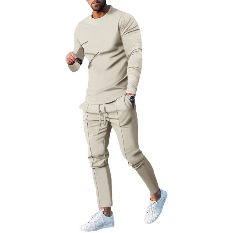 2025 Cross-Border Men''s Autum Suit Loose Round Neck Long-Sleeved T-Pants Two-Piece Casual Men''s Sports Suit - Image 2