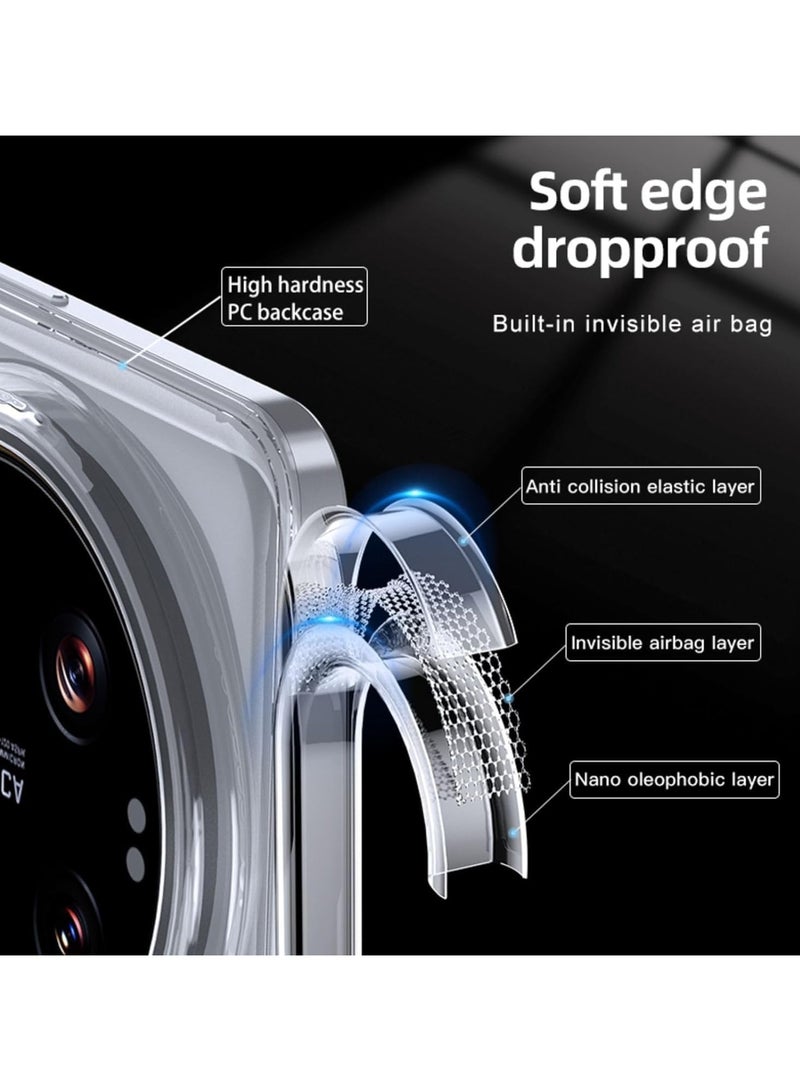 عام حافظة متوافقة مع شاومي 14 الترا ، حافظة شفافة متجمدة غطاء نحيف ، غلاف ممتص الصدمات للبشرة لهاتف شاومي 14 الترا - Image 3