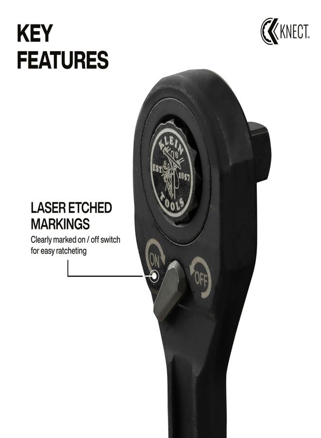 KLEIN TOOLS 65301ADP KNECT (S) Pass Through Ratchet and 1/4-Inch Socket Adapter Set, Compact and Comfortable Hand Tool, Backwards Compatible with 1/4-Inch Square Drive Sockets - Image 4