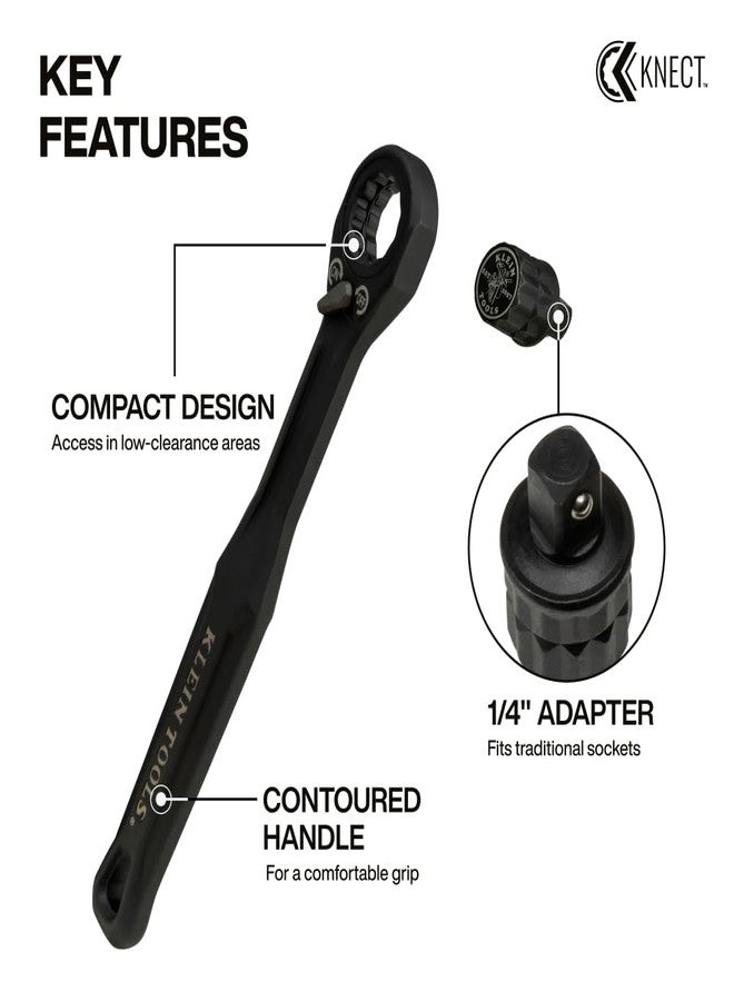 KLEIN TOOLS 65301ADP KNECT (S) Pass Through Ratchet and 1/4-Inch Socket Adapter Set, Compact and Comfortable Hand Tool, Backwards Compatible with 1/4-Inch Square Drive Sockets - Image 3