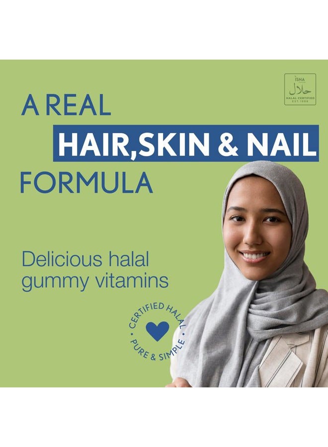 Noor Vitamins Halal Hair Vitamins Biotin, Collagen, Silica, Vitamin C & E Supports Hair, Skin & Nail Health; Natural Strawberry Gummy Vitamins. GMO, Gluten Free & a Certified Halal Vitamin (90 Count) - Image 5