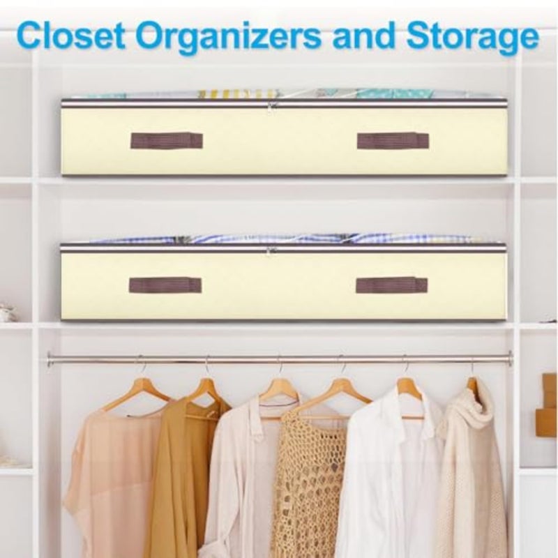 90L Under Bed Storage Containers, Closet Organizers and Storage Bins, Foldable Underbed Storages Bags for Blankets, Towels, Comforter, Sweaters, Pillows, Linen Sheets, Wrapping Paper - Image 3