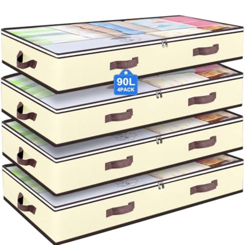 90L Under Bed Storage Containers, Closet Organizers and Storage Bins, Foldable Underbed Storages Bags for Blankets, Towels, Comforter, Sweaters, Pillows, Linen Sheets, Wrapping Paper - Image 1