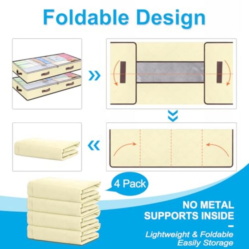 90L Under Bed Storage Containers, Closet Organizers and Storage Bins, Foldable Underbed Storages Bags for Blankets, Towels, Comforter, Sweaters, Pillows, Linen Sheets, Wrapping Paper - Image 5