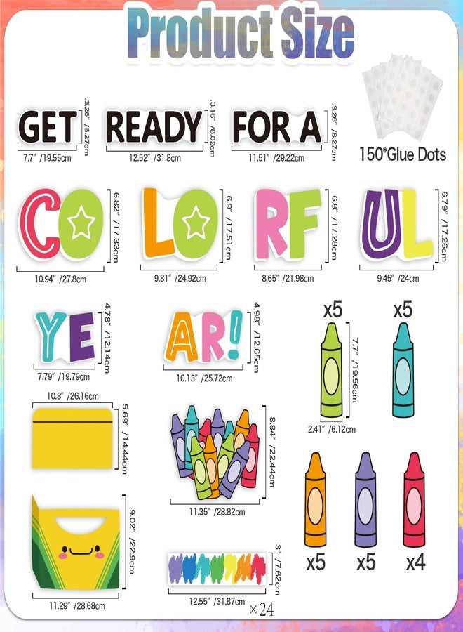 VABAMNA 61Pcs Crayon Bulletin Board Decorations Set - Get Ready for A Colorful Year Crayon Cutouts for Bulletin Board Back to School Home Wall Classroom Door Decorations - Image 3