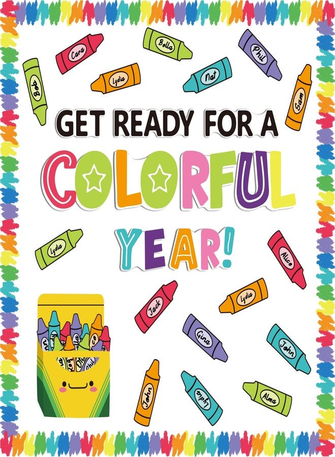 VABAMNA 61Pcs Crayon Bulletin Board Decorations Set - Get Ready for A Colorful Year Crayon Cutouts for Bulletin Board Back to School Home Wall Classroom Door Decorations - Image 1
