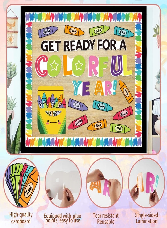 VABAMNA 61Pcs Crayon Bulletin Board Decorations Set - Get Ready for A Colorful Year Crayon Cutouts for Bulletin Board Back to School Home Wall Classroom Door Decorations - Image 4