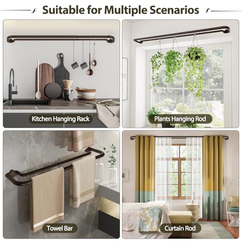 HOTOZON Double Curtain Rods 32 to 58 Inches, HOTOZON Blackout Double Curtain Rods for Windows 20 to 54 Inches (1.6-4.5 ft), 6/8 Inches Wrap Around Room Darkening Telescoping Drapery Rod, Bronze - Image 4