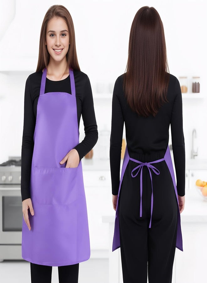 Fengek 8 Pcs Bib Apron for Unisex Colorful Kitchen Apron Bulk with 2 Roomy Pockets for Kitchen BBQ Painting Baking (Purple) - Image 4