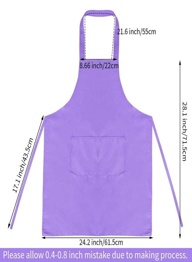 Fengek 8 Pcs Bib Apron for Unisex Colorful Kitchen Apron Bulk with 2 Roomy Pockets for Kitchen BBQ Painting Baking (Purple) - Image 2