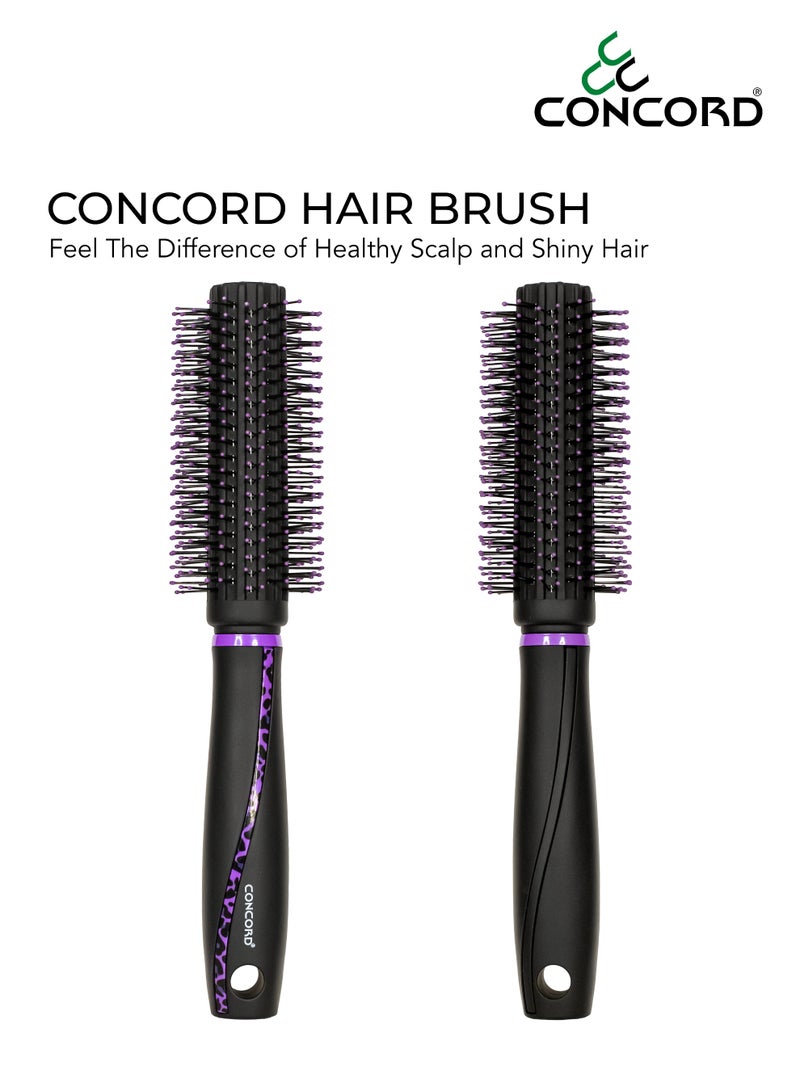 CONCORD Hair Brush – Round Brush for Styling, Detangling, Curling, Blow Dry Styling & Smoothing | Soft Nylon Bristles with Ceramic Tips | Lightweight, Travel Friendly | For All Hair Types, Unisex - Image 2