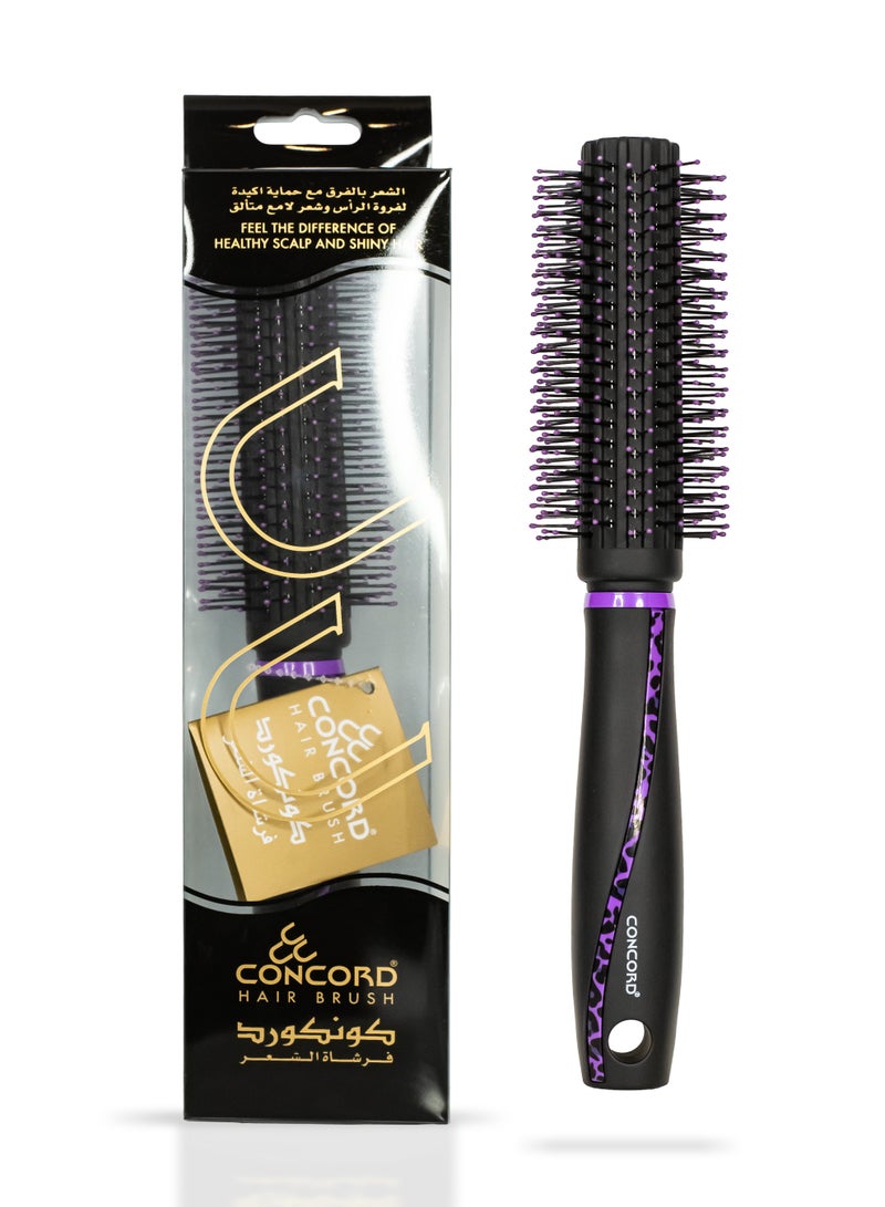 CONCORD Hair Brush – Round Brush for Styling, Detangling, Curling, Blow Dry Styling & Smoothing | Soft Nylon Bristles with Ceramic Tips | Lightweight, Travel Friendly | For All Hair Types, Unisex - Image 1
