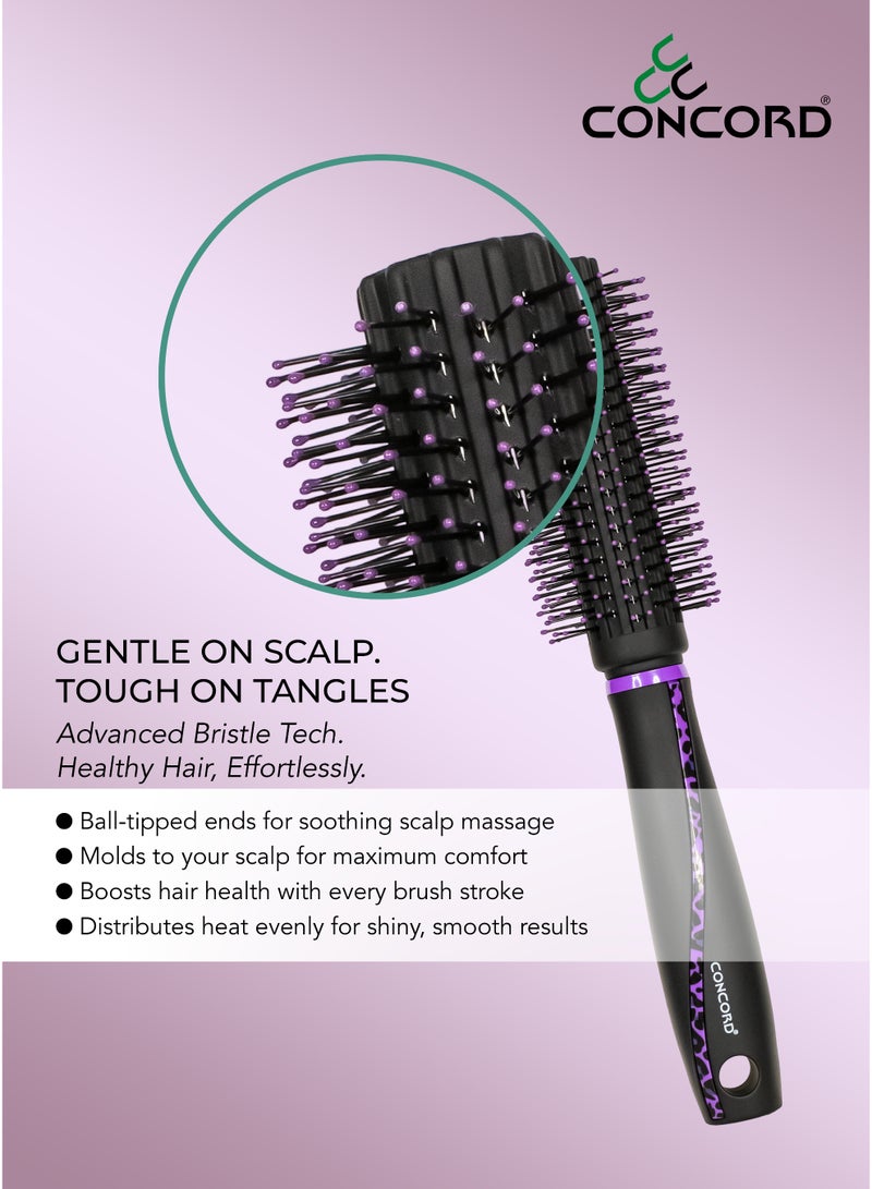 CONCORD Hair Brush – Round Brush for Styling, Detangling, Curling, Blow Dry Styling & Smoothing | Soft Nylon Bristles with Ceramic Tips | Lightweight, Travel Friendly | For All Hair Types, Unisex - Image 4