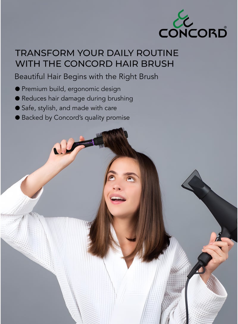 CONCORD Hair Brush – Round Brush for Styling, Detangling, Curling, Blow Dry Styling & Smoothing | Soft Nylon Bristles with Ceramic Tips | Lightweight, Travel Friendly | For All Hair Types, Unisex - Image 5