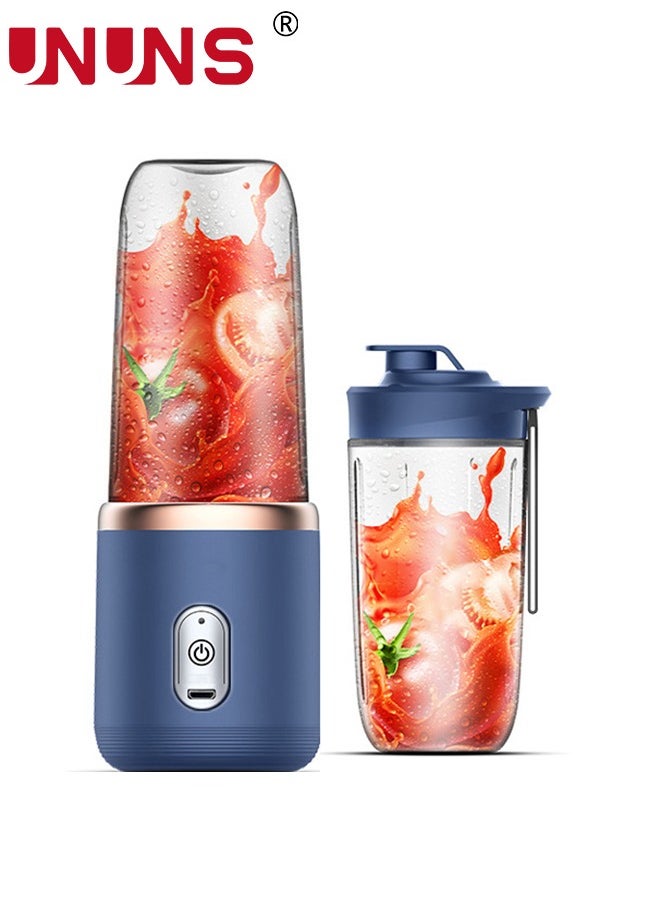 UNUNS - Portable Electric Juicer,400ml Wireless Automatic Juicer Blender With USB Rechargeable And 2 Juice Cup,For Smoothies And Shakes,Bule - Image 1