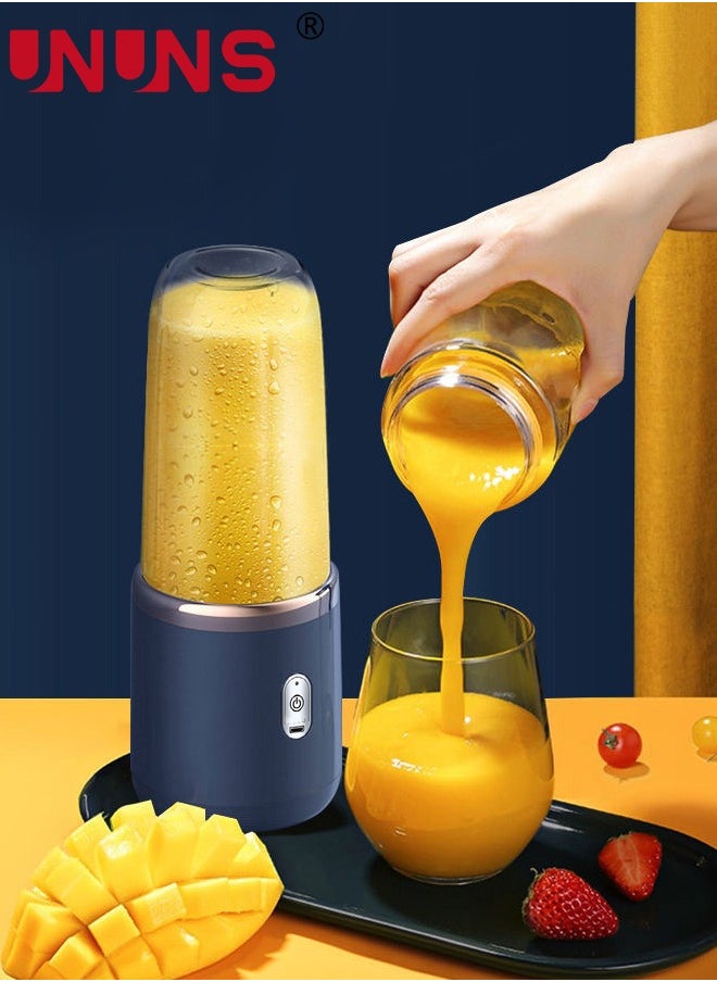 UNUNS - Portable Electric Juicer,400ml Wireless Automatic Juicer Blender With USB Rechargeable And 2 Juice Cup,For Smoothies And Shakes,Bule - Image 1