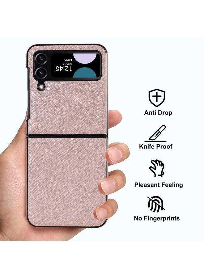 BURAQ Case Cover For Samsung Galaxy Z Flip4 5G Cross Pattern Foldable Phone Case(Rose Gold) - Image 5