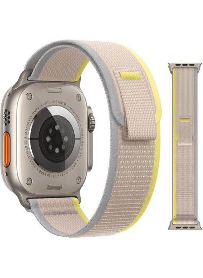 Generic - Reliable Rig Trail Loop Band Compatible With Apple Watch 44/45mm, Nylon Sport IWatch Series Nike+ Sports Edition Gray Yellow - Image 1