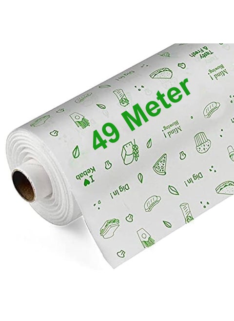 JASMINE GLORY 49 Meter Parchment Food Wrapping Paper Roll Premium NonStick Butter Wrapping Paper Food Wrapping Paper Reheatable Non Stick Paper Oven Safe Parchment Paper