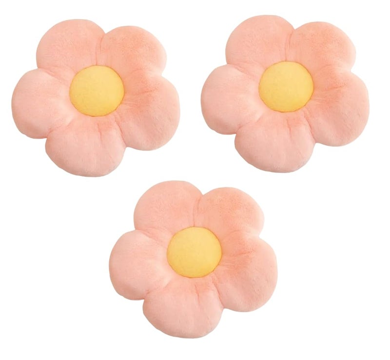 RVA RVA Flower Floor Pillow Flower Plush Throw Pillow Flower Shape Cushion for Reading Room Watching TV Sofa Cushions Set Cushions for Sofa Cushion Pillow for Bed Car Office Pack of 3 Pink 
