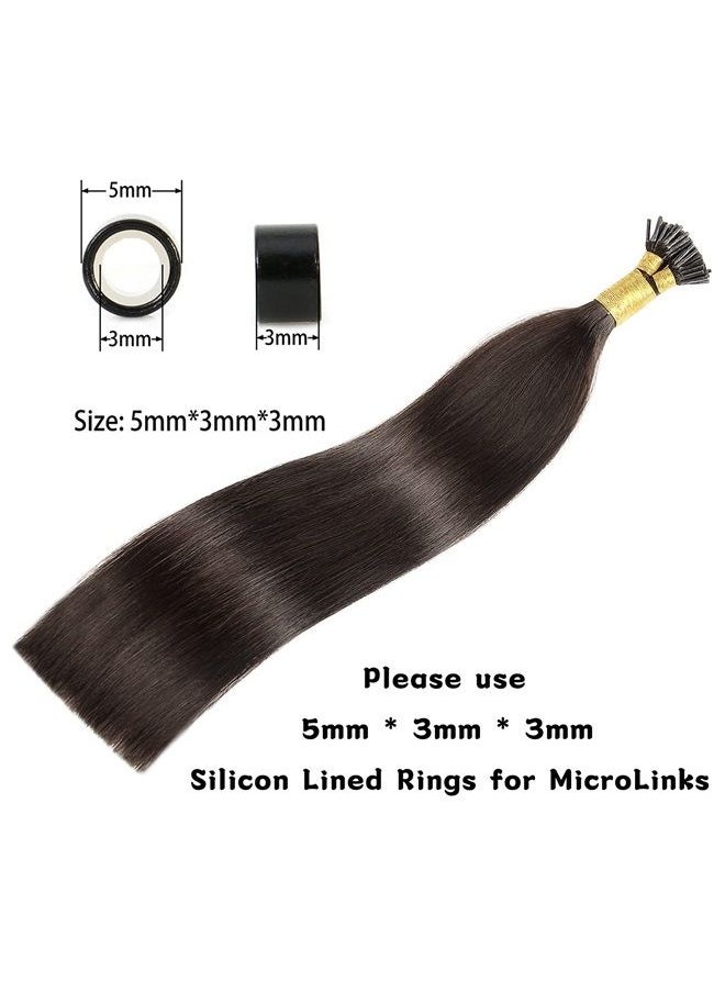 JIAMEISI - I Tip Human Hair Extensions,Real Hair I-Tip Extensions Keratin Bond Hair Extensions,100g 1g/Strand 20inches #2 Dark Brown Human Hair I Tip Extensions for Women - Image 1