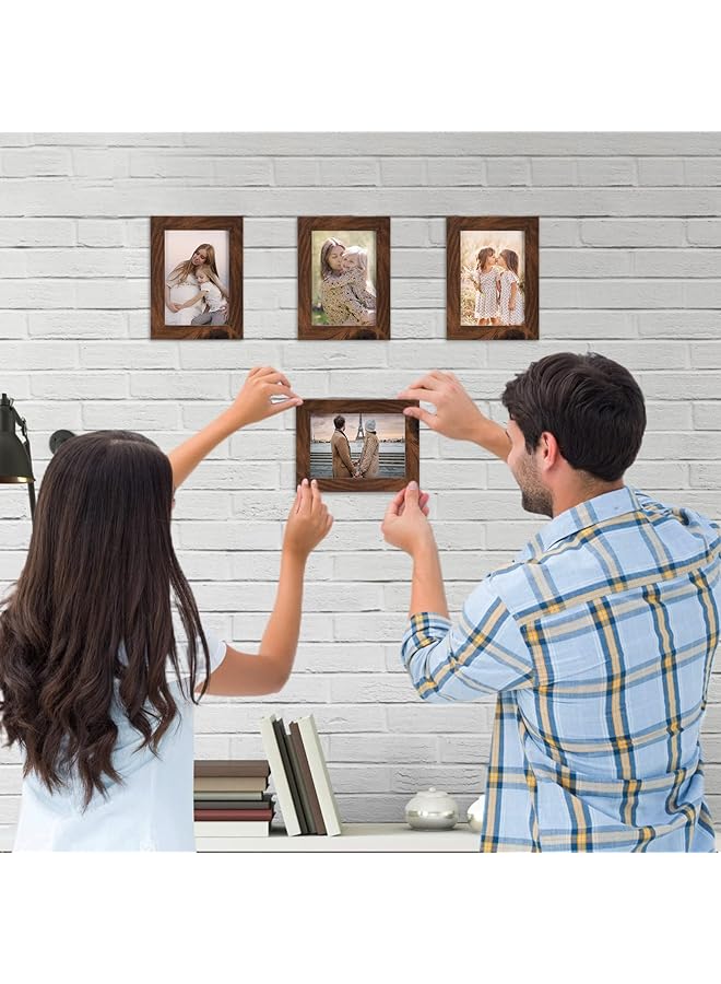 erorex 3.5 X 5 Picture Frame Brown 12 Pack Rustic Walnut 3.5 X 5 Photo Frames Bulk For Desktop Display Or Wall Mount  - Image 4