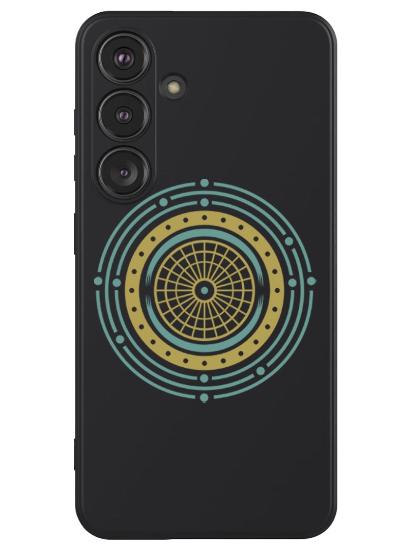 Theodor Protective Slim Fit Case Liquid Silicone Cover with Full Body Protection Anti-Scratch Shockproof Case For Samsung Galaxy S24 Plus (Black) - Mandala 2 - Image 1