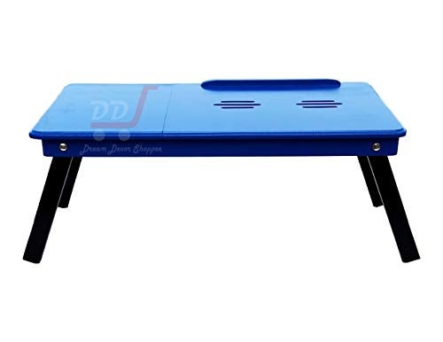 DDS Dream Decor Shoppee Wood Portable Laptop Table Adjustable Height With 1 Drawer (Blue) - Image 2