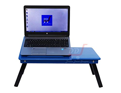 DDS Dream Decor Shoppee Wood Portable Laptop Table Adjustable Height With 1 Drawer (Blue) - Image 3