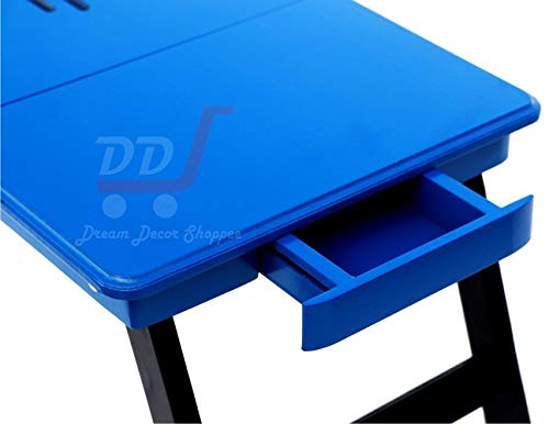 DDS Dream Decor Shoppee Wood Portable Laptop Table Adjustable Height With 1 Drawer (Blue) - Image 4