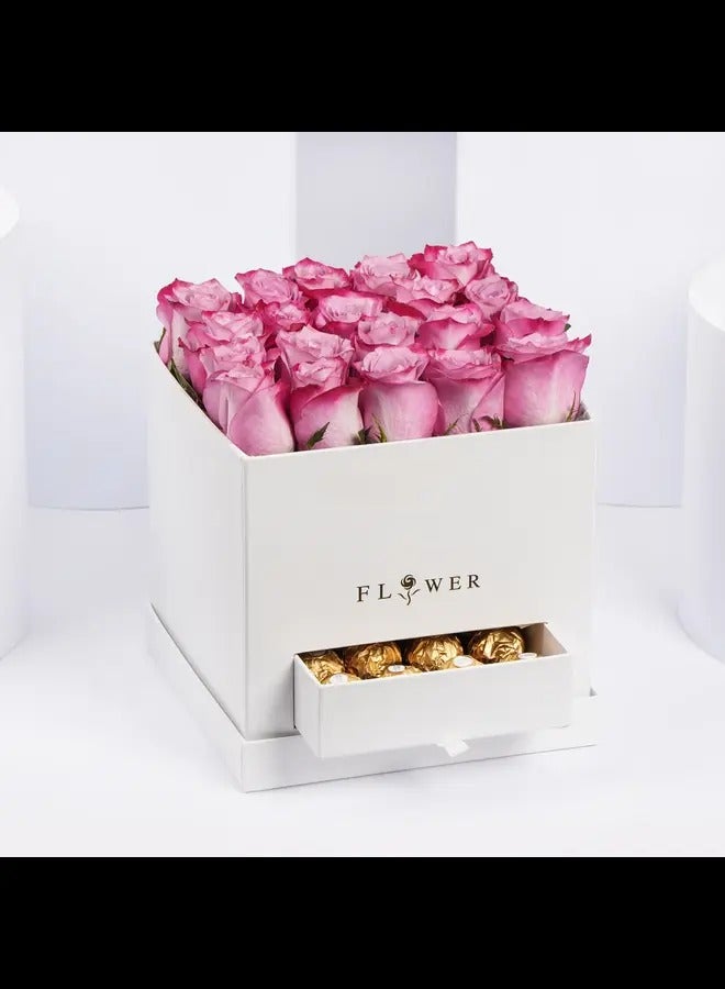Ferns N Petals Stunning Pink Roses With Ferrero Rocher Box