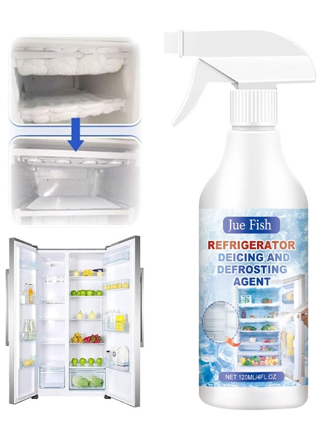 JUE-FISH Defrosting Spray For Fridge Freezer, Refrigerator Defrosting Spray, Refrigerator Deicing And Defrosting Agent, Spray For Defrosting Refrigerator And Freezer, Efficiently Quickly Removes, Defrosting And Defrosting Agent, Saves Electricity And Odour, 120ML - Image 1