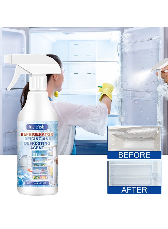 JUE-FISH Defrosting Spray For Fridge Freezer, Refrigerator Defrosting Spray, Refrigerator Deicing And Defrosting Agent, Spray For Defrosting Refrigerator And Freezer, Efficiently Quickly Removes, Defrosting And Defrosting Agent, Saves Electricity And Odour, 120ML - Image 2