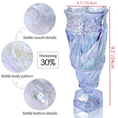 Eastern Rock Glass Flower vase 2.4lb 9.5inch,Bohemian Style, for Centerpieces,Wedding,Home Decor Glass Vase (Sparkling) - Image 2