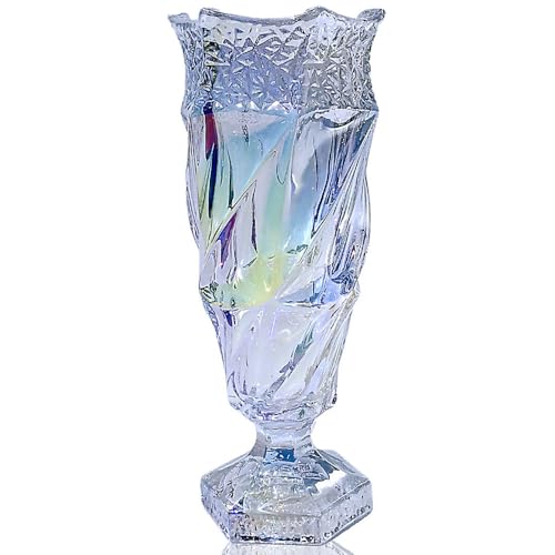 Eastern Rock Glass Flower vase 2.4lb 9.5inch,Bohemian Style, for Centerpieces,Wedding,Home Decor Glass Vase (Sparkling) - Image 1