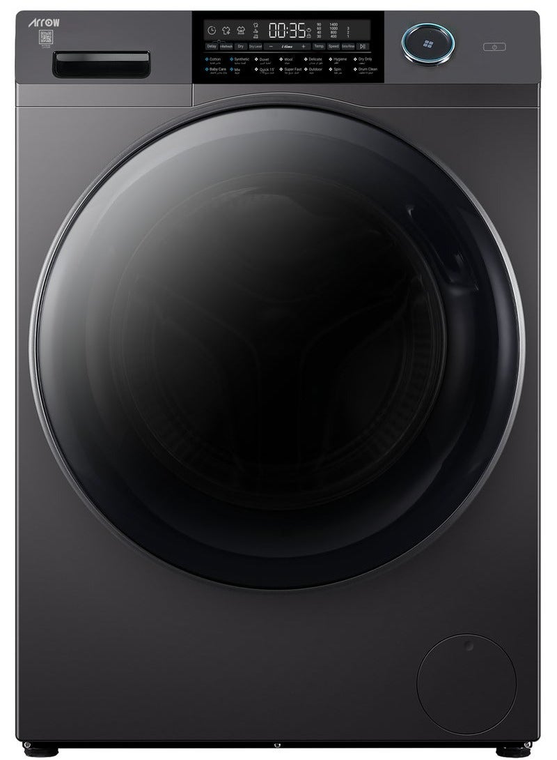 ارو غسالة ملابس أوتوماتيكية تحميل أمامي سعة 12 كجم، سعة غسيل 12 كجم، سعة تجفيف 8 كجم، 15 برنامج، باب بقفل تلقائي، شاشة عرض LED، لون فضي جاد إنك | RO-12FWDHS - Image 2