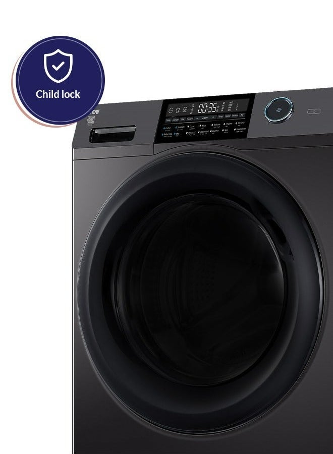 ارو غسالة ملابس أوتوماتيكية تحميل أمامي سعة 12 كجم، سعة غسيل 12 كجم، سعة تجفيف 8 كجم، 15 برنامج، باب بقفل تلقائي، شاشة عرض LED، لون فضي جاد إنك | RO-12FWDHS - Image 5