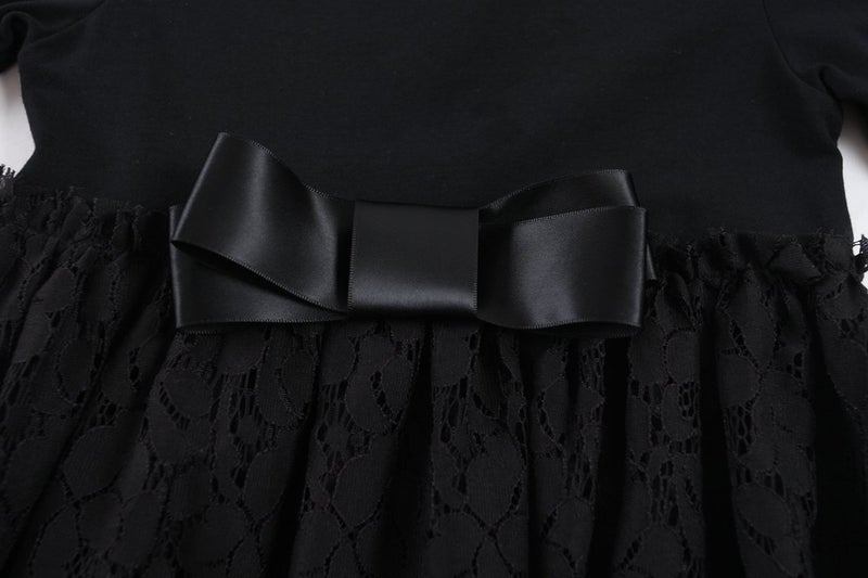 Bonny Billy Girl's Casual Satin Lace Black Dresses with Bow 3-4 Years - Image 5