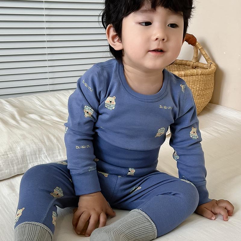 Baby'S Autumn Clothes And Trousers High Waist Belly Protection Suit Baby'S Winter Pure Cotton Boneless Thermal Underwear For Men And Women Children'S Pajamas - Image 1