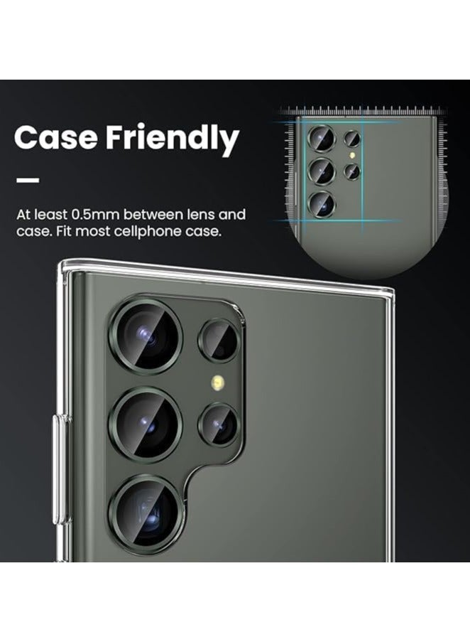 (3+2PCS) for Samsung Galaxy S24 Ultra 5G Camera Lens Protector, 9H Tempered Glass Camera Cover Screen Protector Metal Individual Ring [Installation Tray][Removal tool][Case Friendly]- Green - Image 4