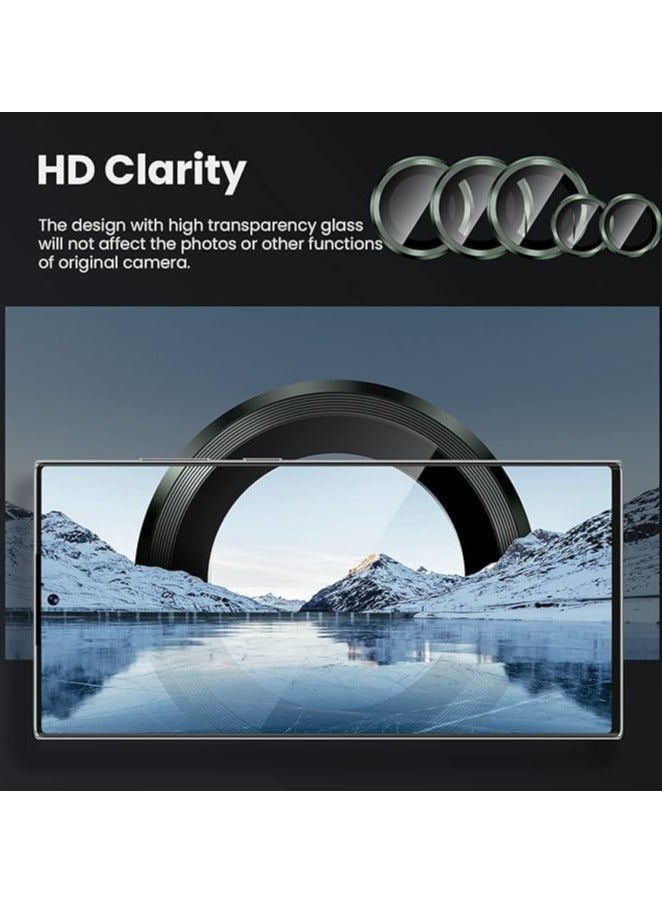 (3+2PCS) for Samsung Galaxy S24 Ultra 5G Camera Lens Protector, 9H Tempered Glass Camera Cover Screen Protector Metal Individual Ring [Installation Tray][Removal tool][Case Friendly]- Green - Image 5