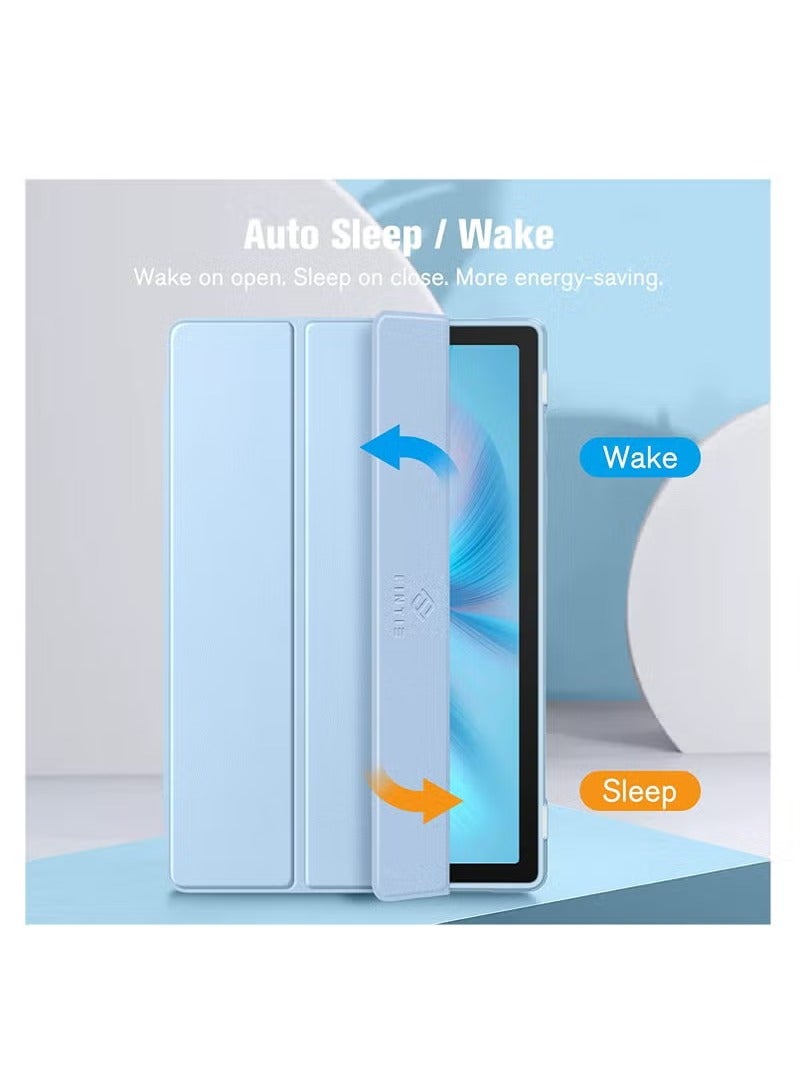 روك بو جراب هجين رفيع لجهاز Samsung Galaxy Tab A8 مقاس 10.5 بوصة موديل 2022 (SM-X200/X205/X207) غطاء مقاوم للصدمات مع غلاف خلفي شفاف مع خاصية الإيقاظ/النوم التلقائي - Image 4