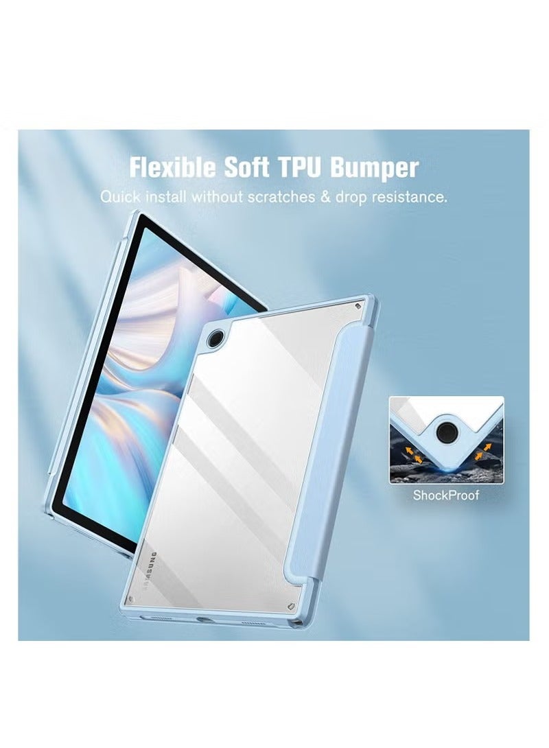 روك بو جراب هجين رفيع لجهاز Samsung Galaxy Tab A8 مقاس 10.5 بوصة موديل 2022 (SM-X200/X205/X207) غطاء مقاوم للصدمات مع غلاف خلفي شفاف مع خاصية الإيقاظ/النوم التلقائي - Image 5