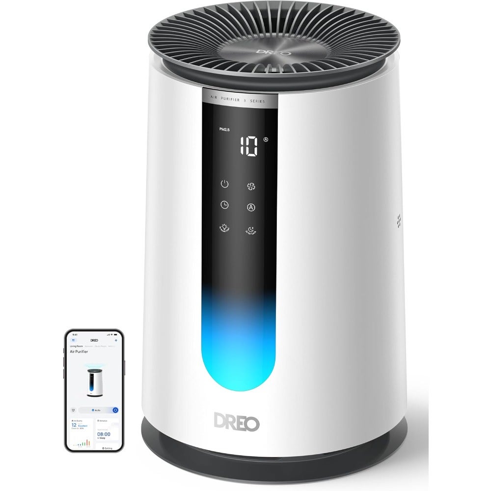 Smart Air Purifier For Bedroom Home Up To 80 195m/H 3-In-1 TurboPure HEPA Filters, 18 dB Noise, LED AQI Display, PM2.5 Sensor 4 Modes, 4 Speeds, AHAM Verified, Aroma Pad, 12H Timer