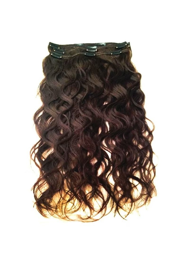 وصلة إطالة شعر بشري مموج بني 20 بوصة