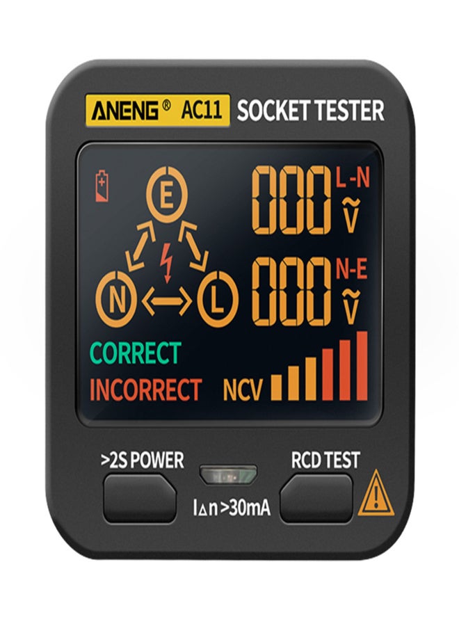 ANENG AC11 Socket Tester Electric Leakage Detector LCD Display Ground Wire Zero Line Live Wire Phase Multifunctional Electrical Electroscope RCD NCV Electric Tester Circuit Polarity Detector UK Plug - Image 1
