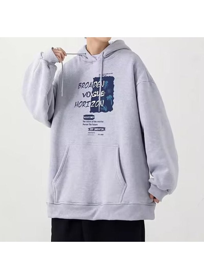 Trendy Minimalist Men's Autumn And Winter Hooded Crewneck American-style Heavyweight Sweatshirt Trendy Brand Youth Base Shirt